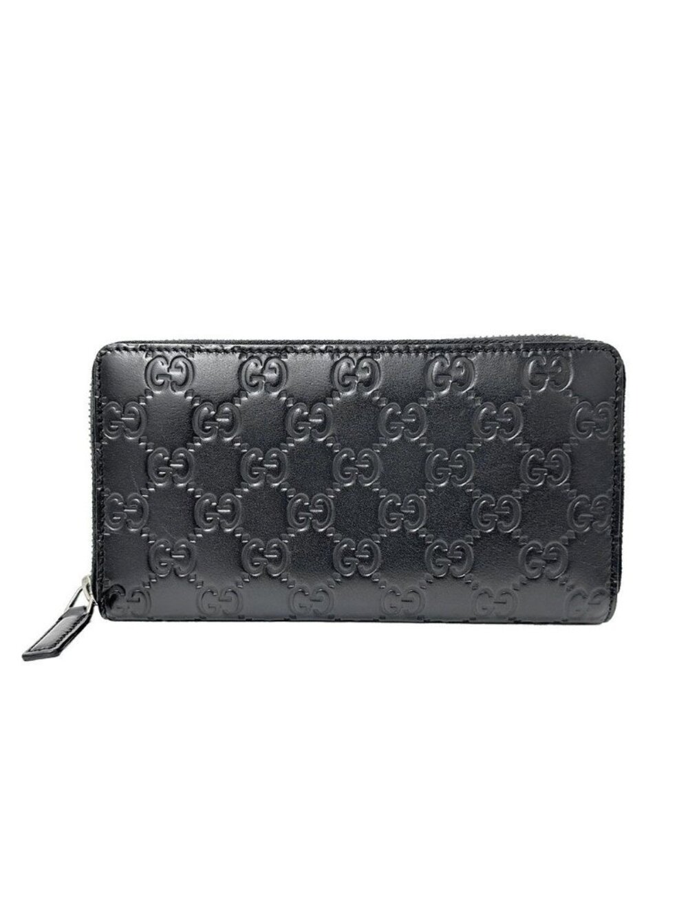 Gucci Wallet Guccissima Leather Black Zip Around Logo